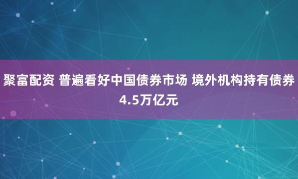 聚富配资 普遍看好中国债券市场 境外机构持有债券4.5万亿元